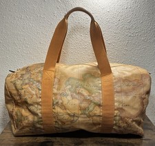 Alviero Martini 1a Classe Tote Bag Borsone Borsa da Trasporto, Mappa del Mondo 