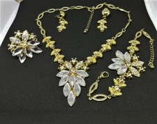 PARURE 4 PEZZI:COLLANA+BRACCIALE+ANELLO+ORECCHINI '50 BRILLANTI-FANCY,ORO-GIALLO