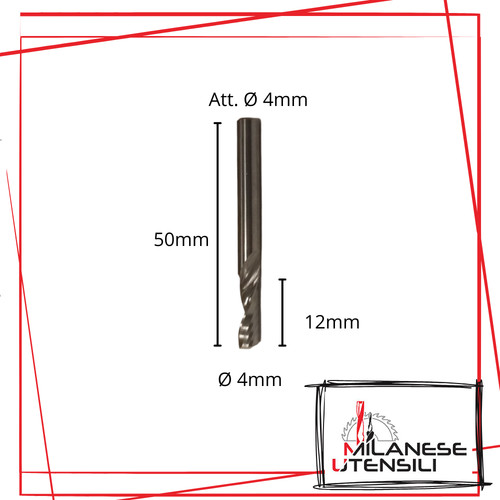 Fresa elicoidale ø4x12x50 z1f - fresa,