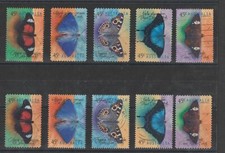 1988 AUSTRALIa  FAUNA FARFALLE 5 VAL USATI + ADESIVI N°1781/85 - 1786/90 MF12167