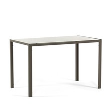 Tavolo da Pranzo Rettangolare 120 x 70 cm Acciaio e Top Vetro Temperato  ETTORE