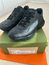 Scarpe da ginnastica uomo Gucci taglia 10 UK 44 EU nere GG Rhyton nere monogramma prezzo consigliato £ 780