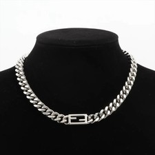 Collana FENDI Baguette 7AJ540 FF logo argento cordino 44 cm