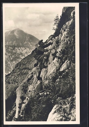 Cartolina alpinisti sulla
