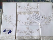 Lenzuolo matrimoniale vintage Bassetti lino con pizzo Ricamato a mano