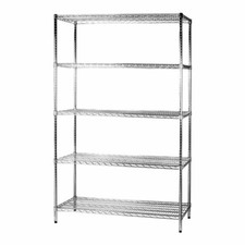 Kit Scaffale libreria espositore 5 ripiani in filo acciaio cromato Archimede cm.