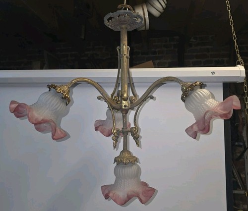 Antico lampadario ottone e - in,
