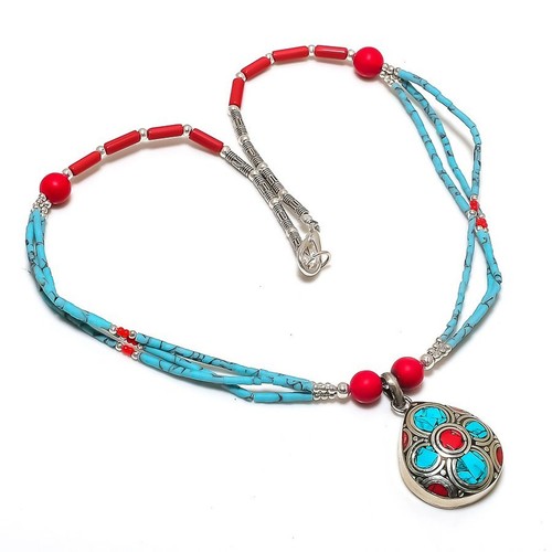 Collana turchese corallo - , rosso
