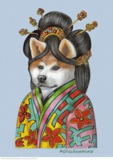 Akita Inu in kimono A3 stampa
