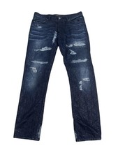 Jeans denim Roberto Cavalli effetto invecchiato glitterato taglia 34 