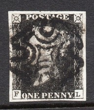 GB QV SG2 1d Penny Black Plate