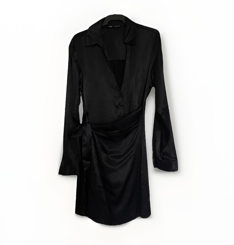 Zara black satin silky wrap - zara,