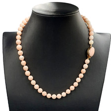 Collana vintage anni '60 collier di corallo rosa chiusura in oro massiccio 18k