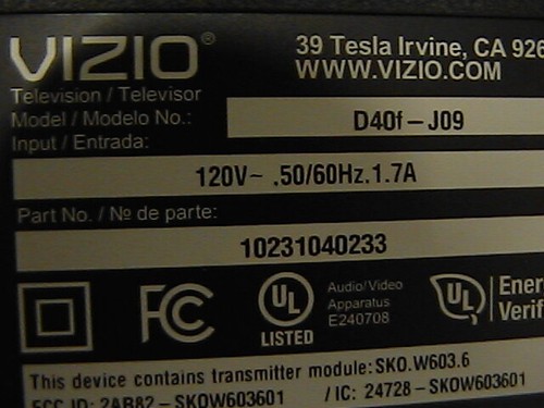 Vizio led d40f j09 - vizio,