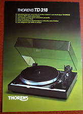 SCHEDA TECNICA PUBBLICITARIA PROMO THORENS TD 318 VINTAGE - NUOVA VECCHIO MAGAZZINO