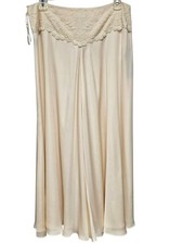 Nuova gonna Ralph Lauren 100% seta avorio pizzo ricamato orlo floreale A-Line taglia 10