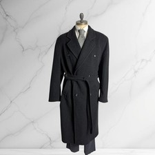 Cappotto Lungo Vintage Doppio Petto cintura Lana Cashmere da Uomo Taglia 52 XL