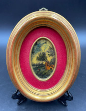 Quadro miniatura Borgo Vecchio in ovale foglio d'oro 985 Firmato Bartolini