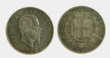153) Vittorio Emanuele II Re d'Italia (1861-1878) - 5 Lire 1870 ROMA