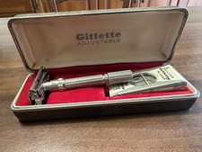 Rasoio di sicurezza GILLETTE adjustable slim  con custodia e lamette, vintage.