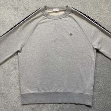Felpa Moncler Tape Logo Grigio Taglia XL Vestibilità L/XL 100% Autentica