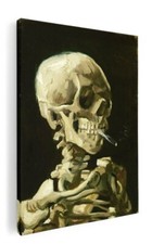 Quadro Van Gogh - Teschio con sigaretta accesa - Tela Telaio in legno Casa