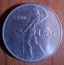 moneta 50 Lire italiane 1956