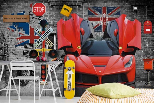 Carta parati garage auto - 3d,