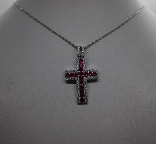Croce ciondolo argento zirconi - ciondolo,