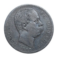 2 Lire 1887 II tipo - Roma - Umberto I - Regno d'Italia - qBB