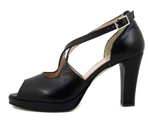 Sandali donna pelle nero - nero, tacco