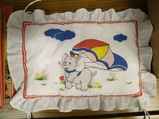 ??Cuscino per Lettino Dumbo Vintage Cotone Disney 50x35 Cm Ottimo Bambini 80's