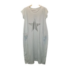 Made In Italy White Tshirt Relaxed Short Sleeve Summer Dress Size M