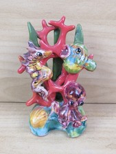 SCULTURA RAMO DI CORALLO IN CERAMICA vietrese pesci cavalluccio marino IPPOCAMPO