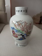 Antico Vaso Cinese In Porcellana Decorato A Mano Altezza Cm.27