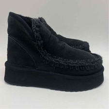Mou Size 38-7.5 Women's Black Crochet Platform Booties