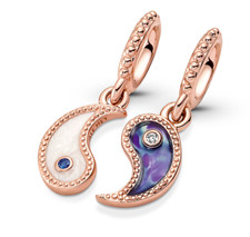 Charms Pandora 14k placcato oro rosa divisibile Yin & Yang scintillante 780098C01