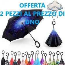 2X OMBRELLO INVERSO REVERSIBILE APERTURA AL CONTRARIO ROVESCIATO ANTI PIOGGIA MO