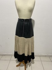 Gonna Lunga Vintage In Pelle Nera E Lana