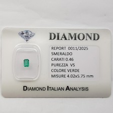 SMERALDO TAGLIO EMERALD 0.46 CARATI CERTIFICATO in BLISTER