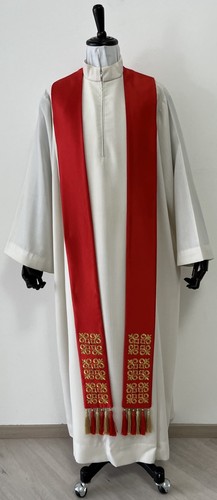 Stola raso rosso con - , croce