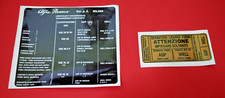 KIT STICKER ADESIVI LUBRIFICANTI ALFA ROMEO GIULIA SPIDER 1600 IN PVC