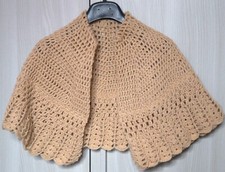 SCIALLE Mantella lana UNCINETTO  Fatto a mano Handmade - Lana Beige