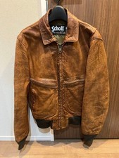 Giacca da volo Schott tipo A-2 pelle marrone anni '80 uomo taglia 36 made in USA usata