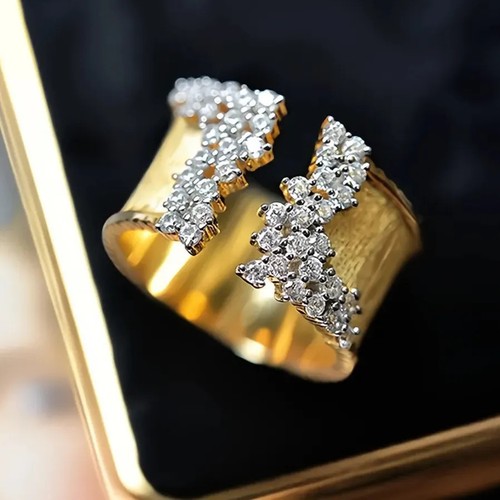 Anello largo geometrico oro