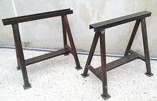 ECCEZIONALE COPPIA DI CAVALLETTI IN FERRO PESANTE - STILE INDUSTRIALE ANNI 50