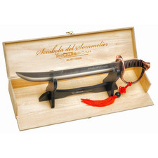 YesEatIs-Sciabola Champagne del Sommelier con Cassetta espositiva e piedistallo