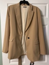 Giacca blazer donna SISLEY con cintura e bottoni, colore beige, taglia 12