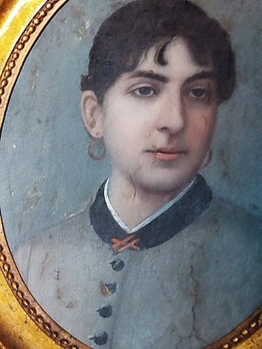 Olio cartone antico - olio,