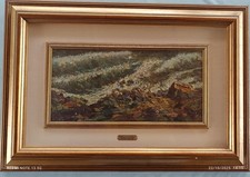 dipinto olio materico del pittore Sidoli Pacifico incorniciato con targhetta